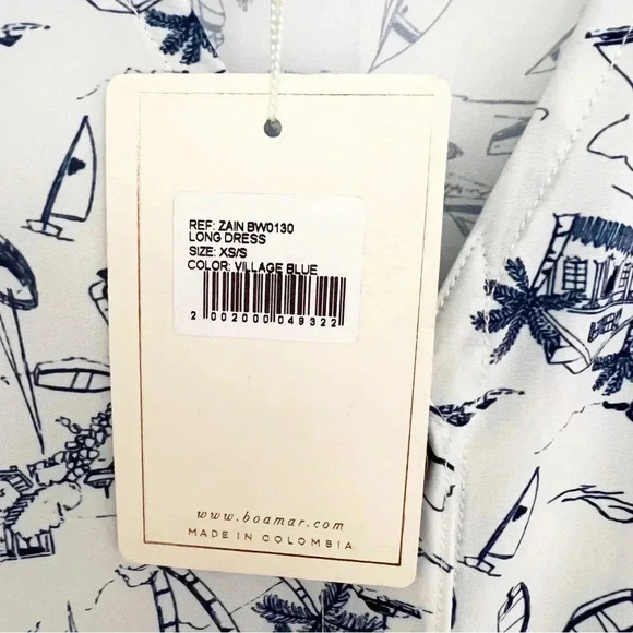 NWT Boamar Blue White Zain Village Blue Maxi Dress, Size Extra Small/Small - Picture 9 of 11